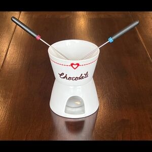 Ceramic Fondue Set with 2 Skewers